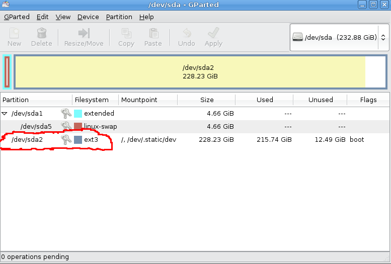 the partition on which password is there